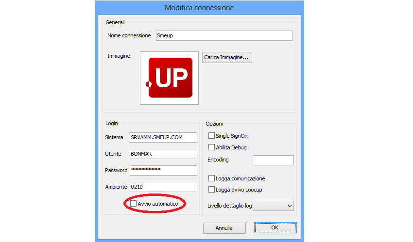 Come modificare una connessione - avvio automatico